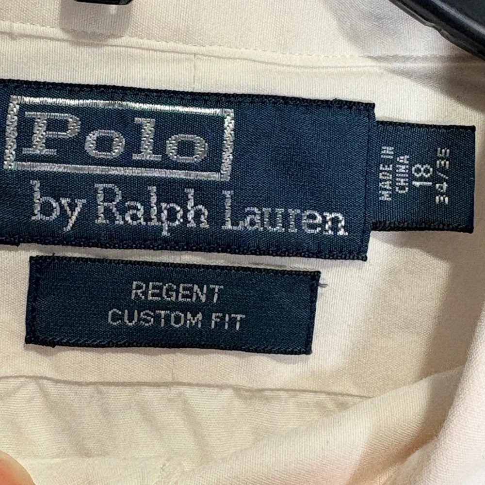 Polo Ralph Lauren Button Down Mens 18 34/35 White Regent Custom Fit Dress Shirt